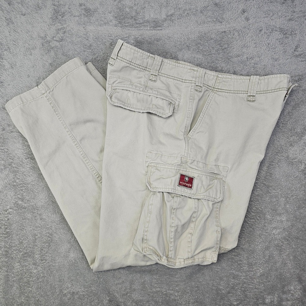 Red Label Hilfiger Denim Y2K Baggy Cargo Pants Men's 38x34 Fits 38x33 Khaki‎ Tan